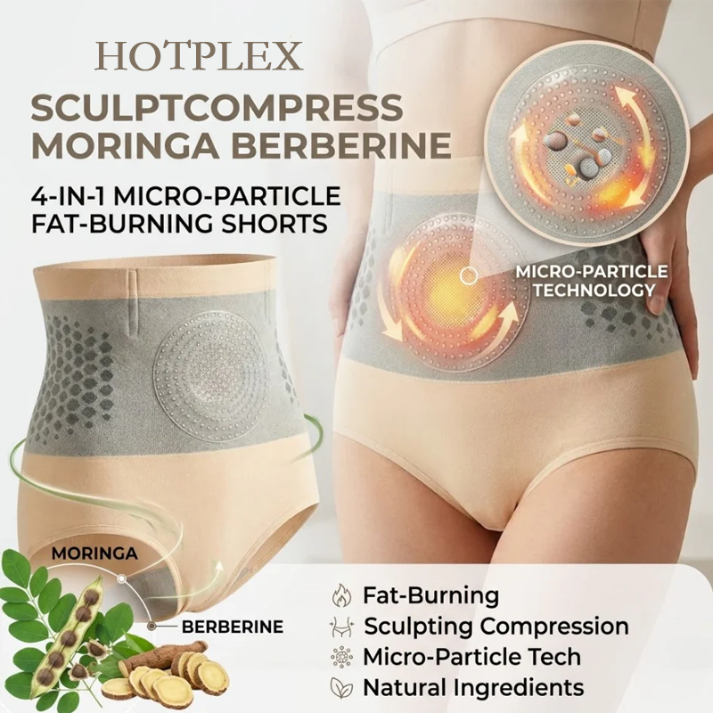 Hotplex® SculptCompress Moringa Berberine 4-in-1 Micro-Particle Fat-Burning Shorts