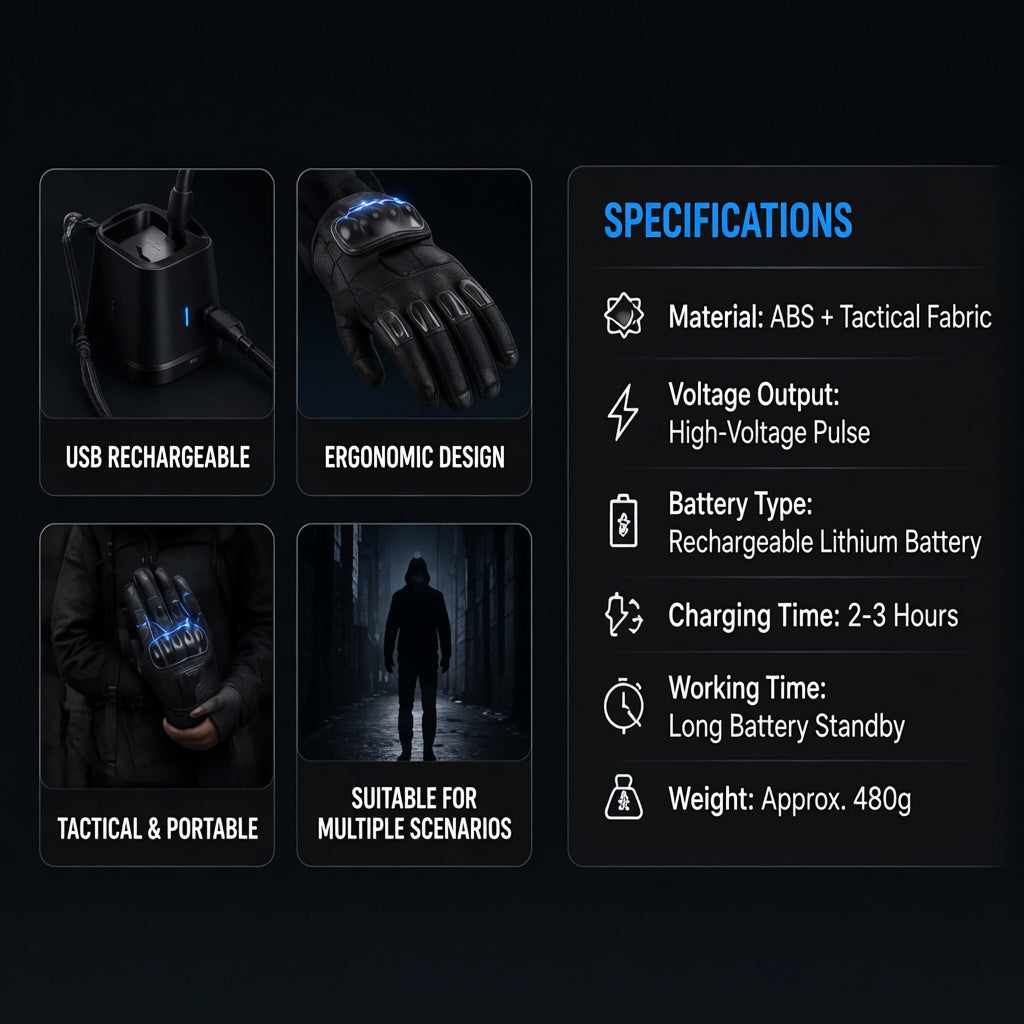 Tactical StunGuard Pro High‑Voltage Self‑Defense Glove One touch. Instant protection.