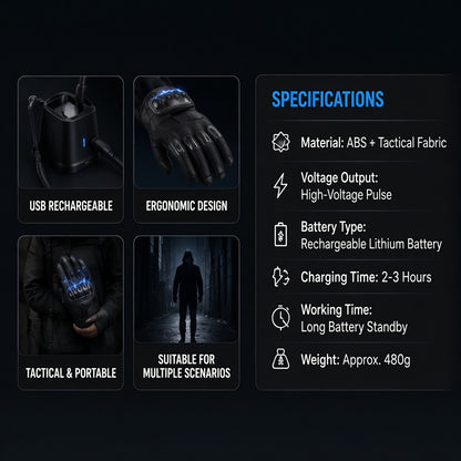 Tactical StunGuard Pro High‑Voltage Self‑Defense Glove One touch. Instant protection.
